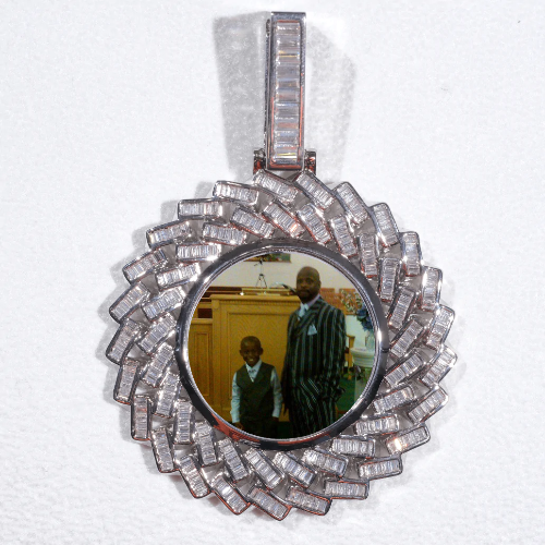Large 3D Baguette Custom Picture Pendant