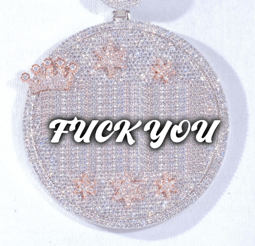 CUSTOM LETTER NECKLACE 3D BIG CROWN DISC