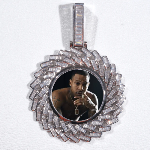 Large 3D Baguette Custom Picture Pendant