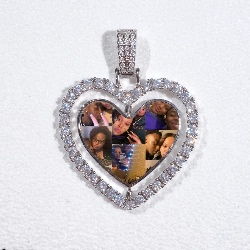 3D Spinning 2-Faced Heart Custom Picture Pendant