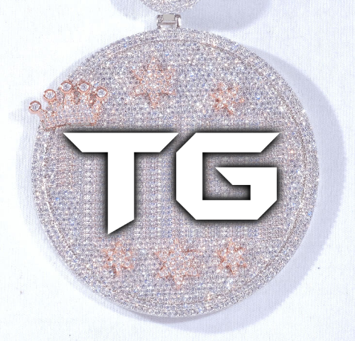 CUSTOM LETTER NECKLACE 3D BIG CROWN DISC