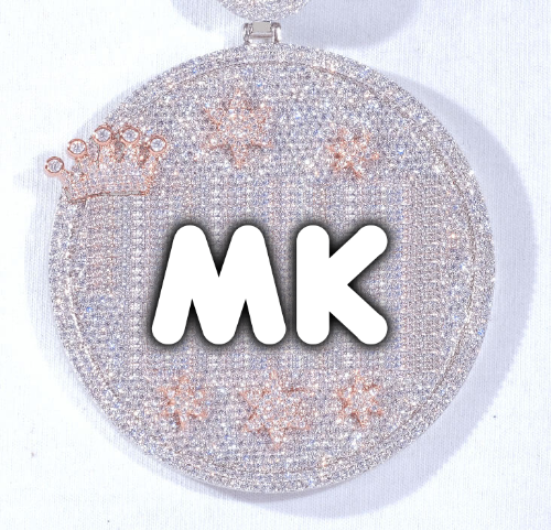 CUSTOM LETTER NECKLACE 3D BIG CROWN DISC