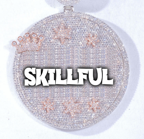 CUSTOM LETTER NECKLACE 3D BIG CROWN DISC
