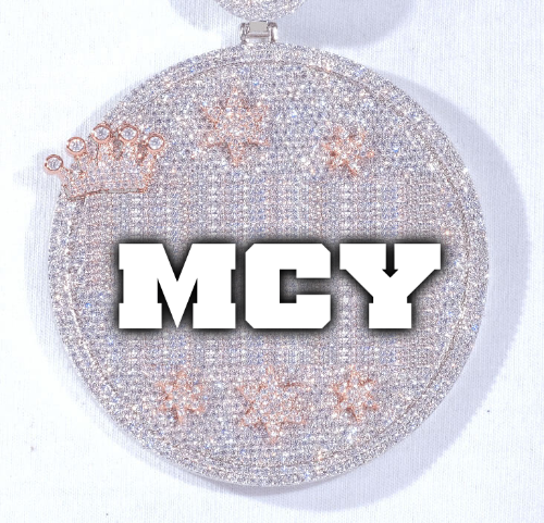 CUSTOM LETTER NECKLACE 3D BIG CROWN DISC