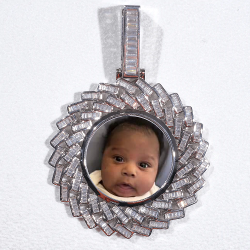 Large 3D Baguette Custom Picture Pendant