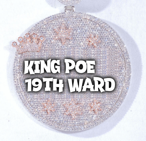 CUSTOM LETTER NECKLACE 3D BIG CROWN DISC