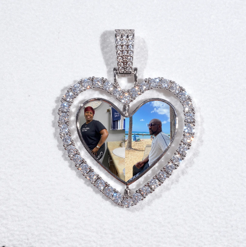 3D Spinning 2-Faced Heart Custom Picture Pendant