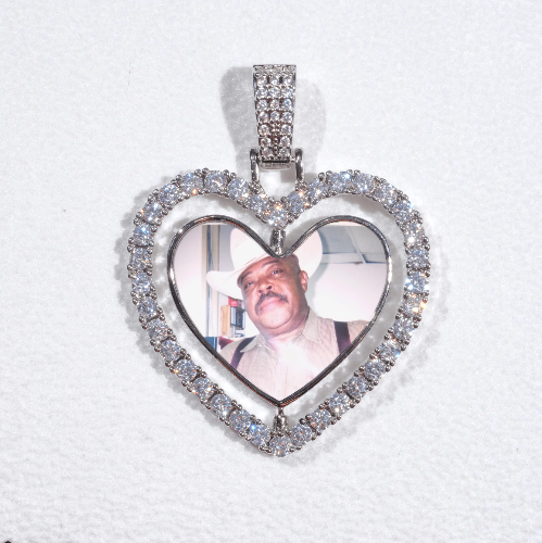 3D Spinning 2-Faced Heart Custom Picture Pendant