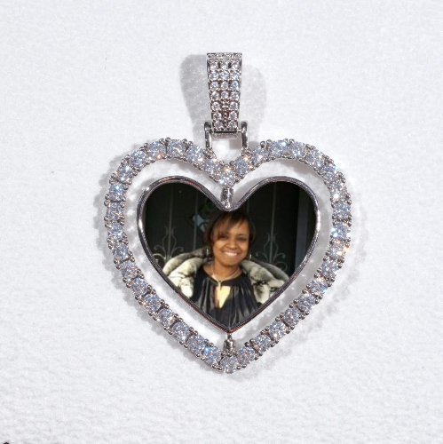 3D Spinning 2-Faced Heart Custom Picture Pendant