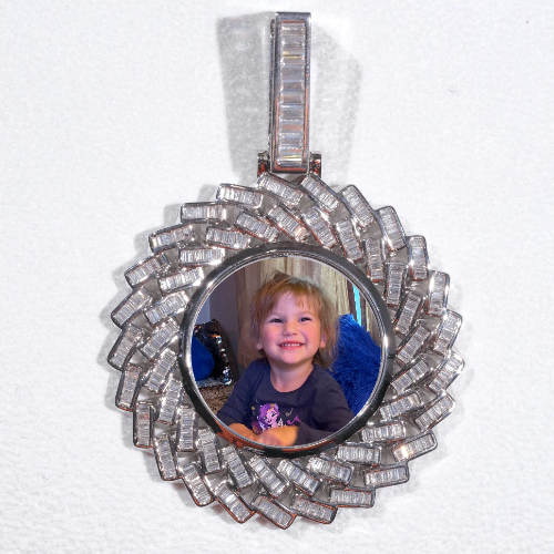 Large 3D Baguette Custom Picture Pendant