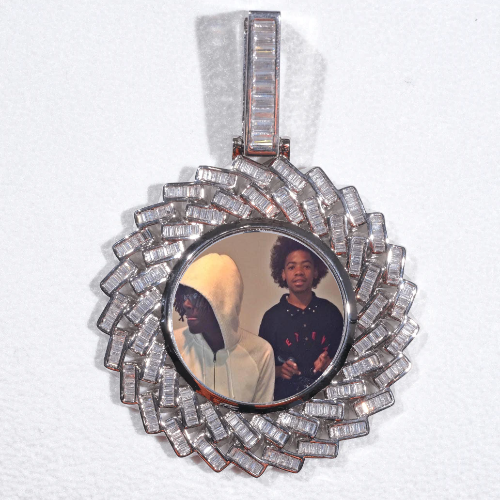 Large 3D Baguette Custom Picture Pendant