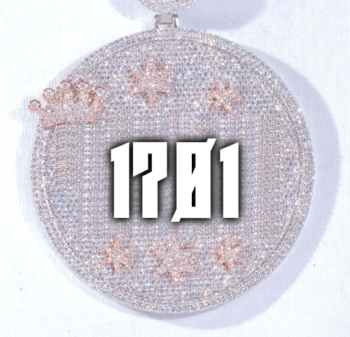 CUSTOM LETTER NECKLACE 3D BIG CROWN DISC