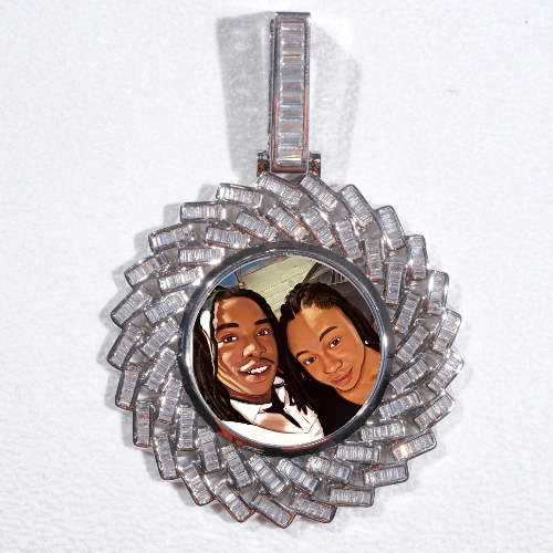 Large 3D Baguette Custom Picture Pendant
