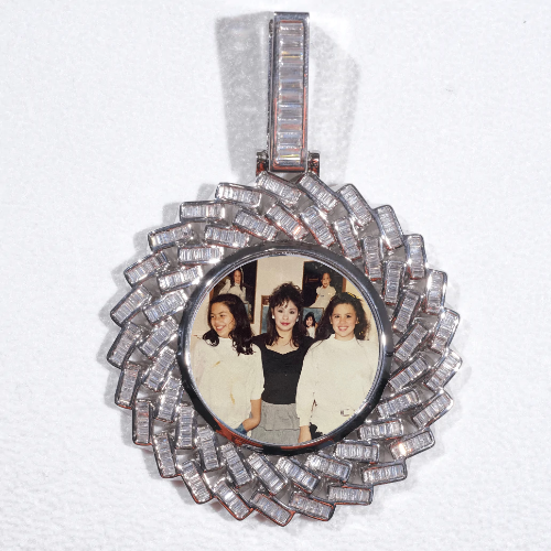 Large 3D Baguette Custom Picture Pendant