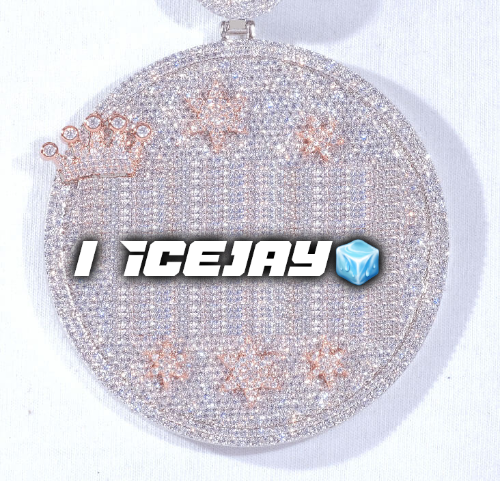 CUSTOM LETTER NECKLACE 3D BIG CROWN DISC