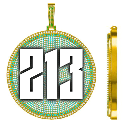CUSTOM LETTER NECKLACE 3D BIG DISC