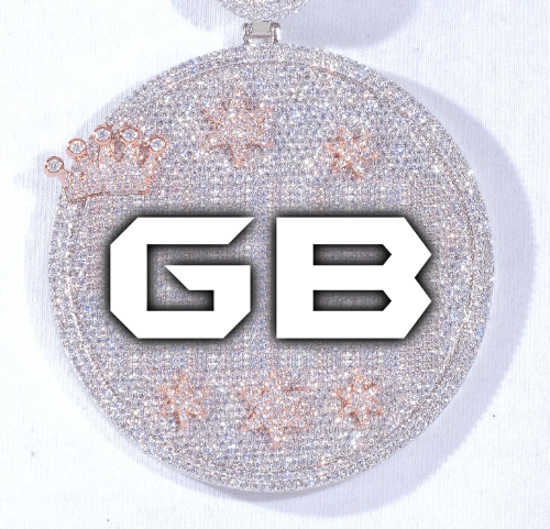 CUSTOM LETTER NECKLACE 3D BIG CROWN DISC