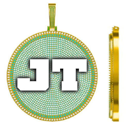 CUSTOM LETTER NECKLACE 3D BIG DISC