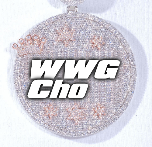 CUSTOM LETTER NECKLACE 3D BIG CROWN DISC