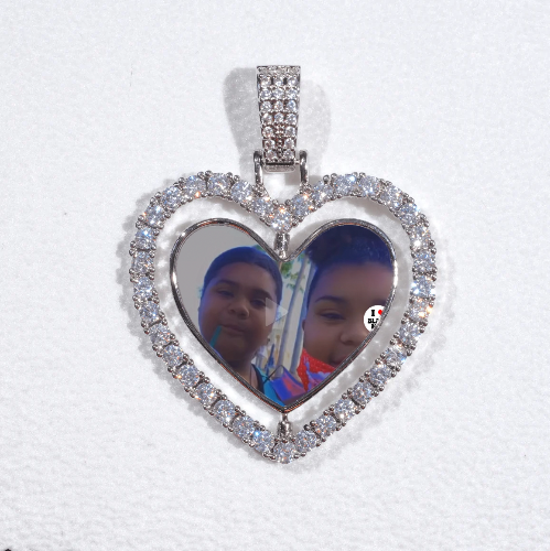 3D Spinning 2-Faced Heart Custom Picture Pendant