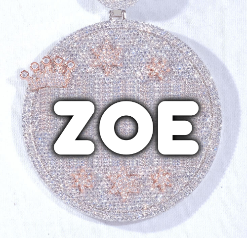 CUSTOM LETTER NECKLACE 3D BIG CROWN DISC