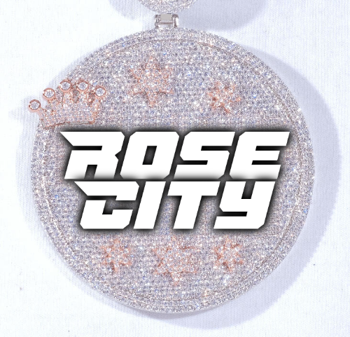 CUSTOM LETTER NECKLACE 3D BIG CROWN DISC