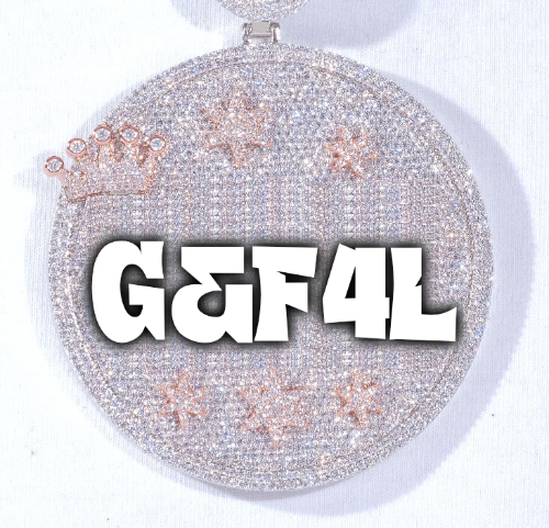 CUSTOM LETTER NECKLACE 3D BIG CROWN DISC