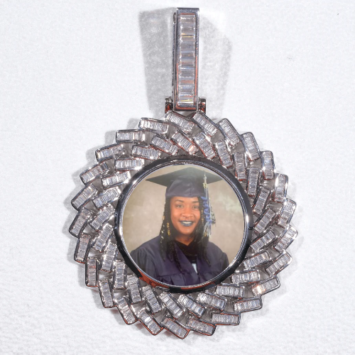 Large 3D Baguette Custom Picture Pendant