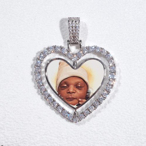 3D Spinning 2-Faced Heart Custom Picture Pendant