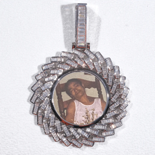 Large 3D Baguette Custom Picture Pendant