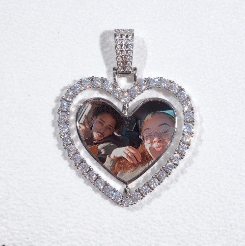 3D Spinning 2-Faced Heart Custom Picture Pendant