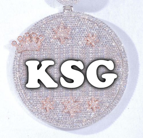 CUSTOM LETTER NECKLACE 3D BIG CROWN DISC