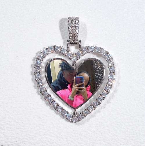 3D Spinning 2-Faced Heart Custom Picture Pendant