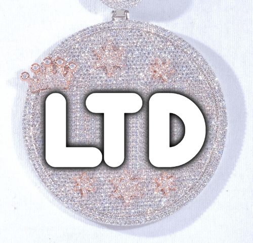 CUSTOM LETTER NECKLACE 3D BIG CROWN DISC