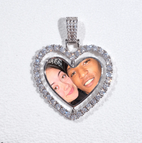 3D Spinning 2-Faced Heart Custom Picture Pendant
