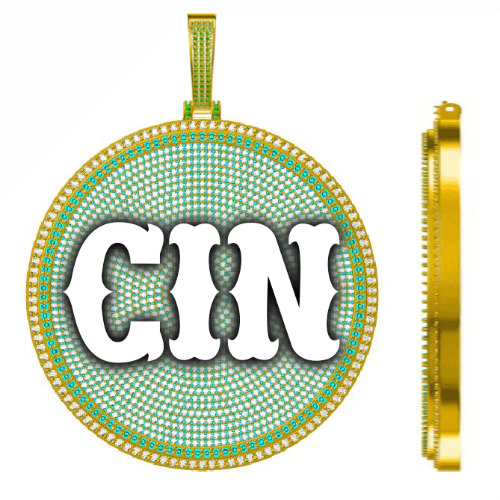 CUSTOM LETTER NECKLACE 3D BIG DISC