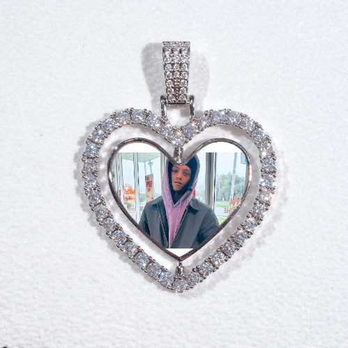 3D Spinning 2-Faced Heart Custom Picture Pendant