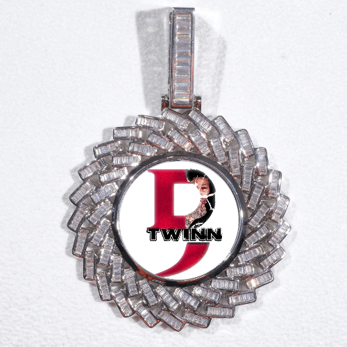 Large 3D Baguette Custom Picture Pendant