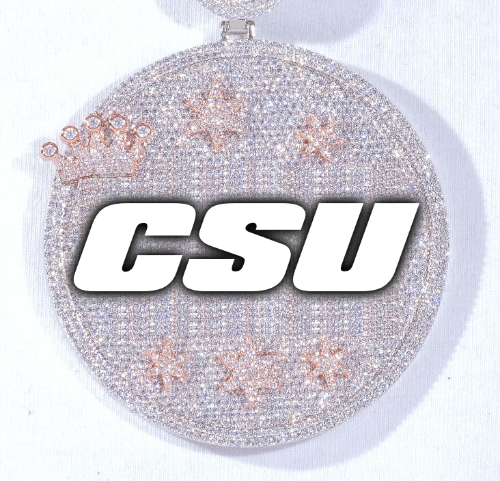 CUSTOM LETTER NECKLACE 3D BIG CROWN DISC