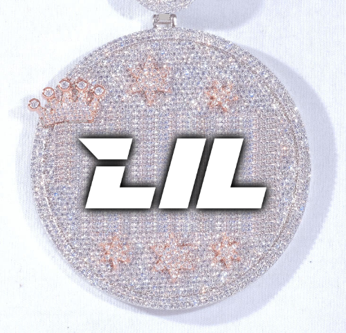 CUSTOM LETTER NECKLACE 3D BIG CROWN DISC