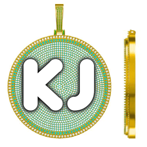 CUSTOM LETTER NECKLACE 3D BIG DISC