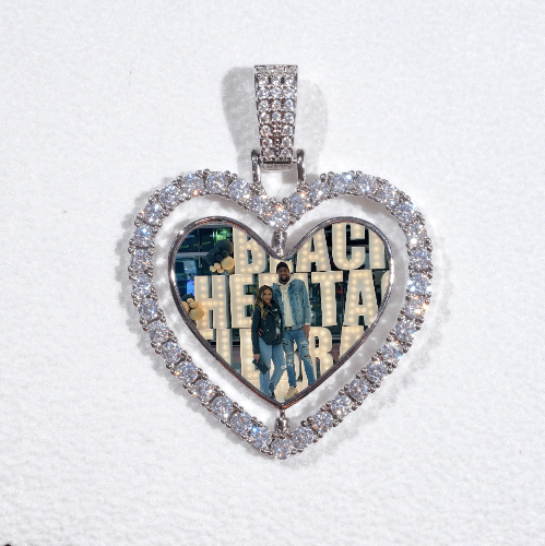 3D Spinning 2-Faced Heart Custom Picture Pendant