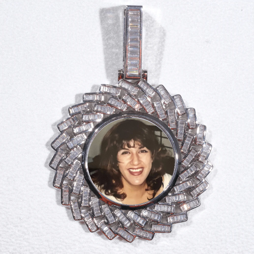 Large 3D Baguette Custom Picture Pendant