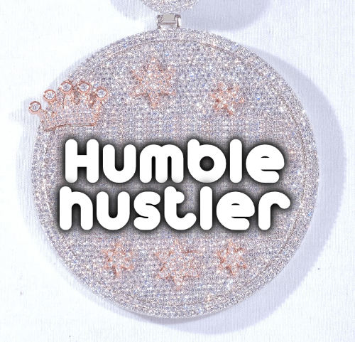 CUSTOM LETTER NECKLACE 3D BIG CROWN DISC