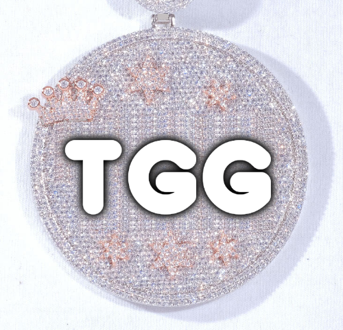 CUSTOM LETTER NECKLACE 3D BIG CROWN DISC