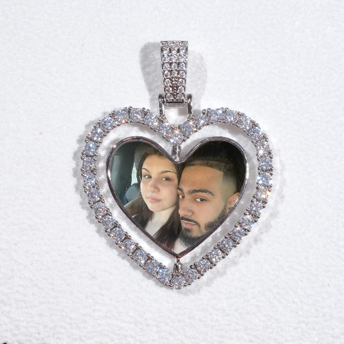 3D Spinning 2-Faced Heart Custom Picture Pendant