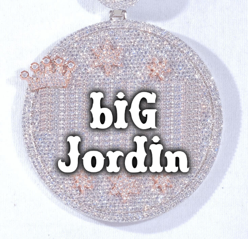 CUSTOM LETTER NECKLACE 3D BIG CROWN DISC