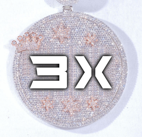 CUSTOM LETTER NECKLACE 3D BIG CROWN DISC