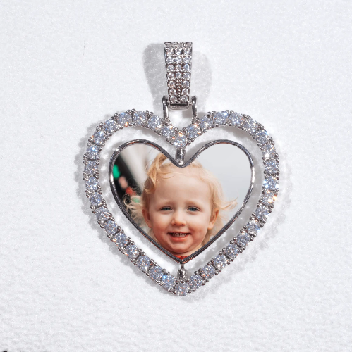 3D Spinning 2-Faced Heart Custom Picture Pendant