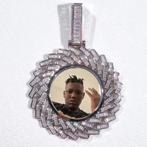 Large 3D Baguette Custom Picture Pendant